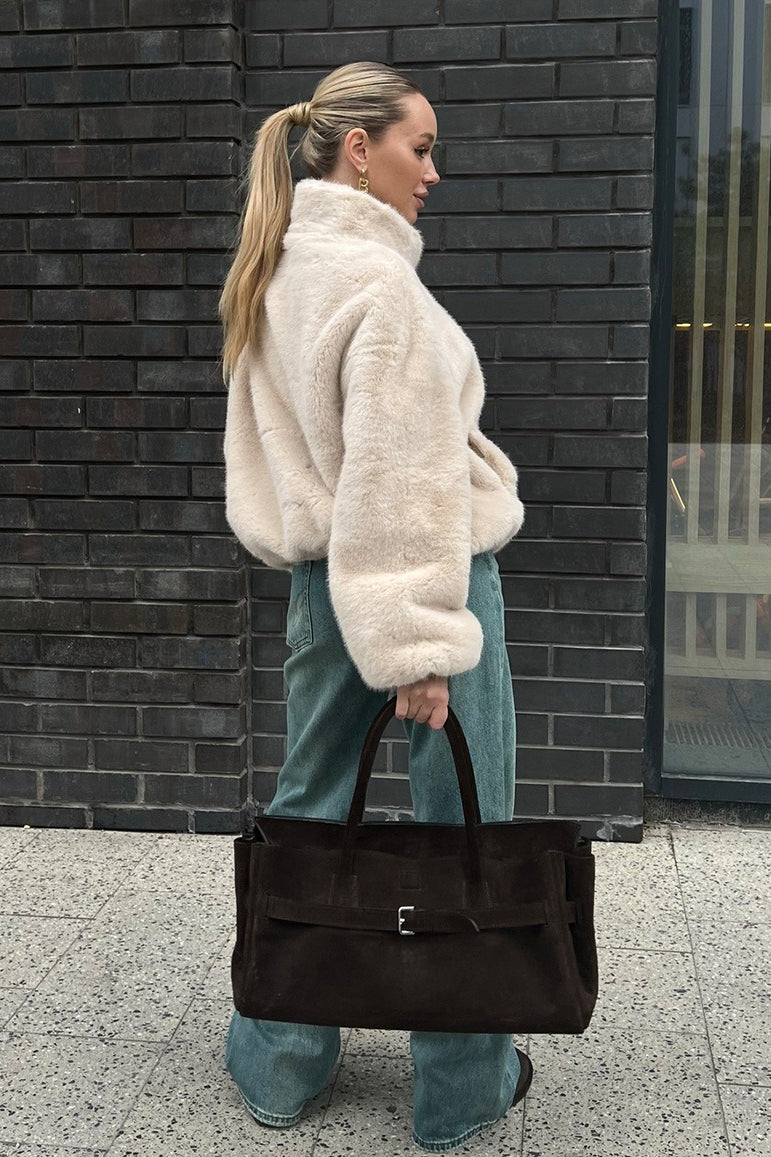 Plush Stand Collar Zip Jacket