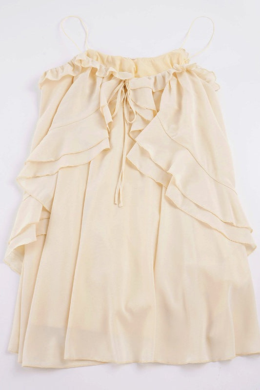 Chiffon Ruffle Irregular Slip Flowy Mini Dress