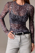 Ombre Leopard Print Mesh Top