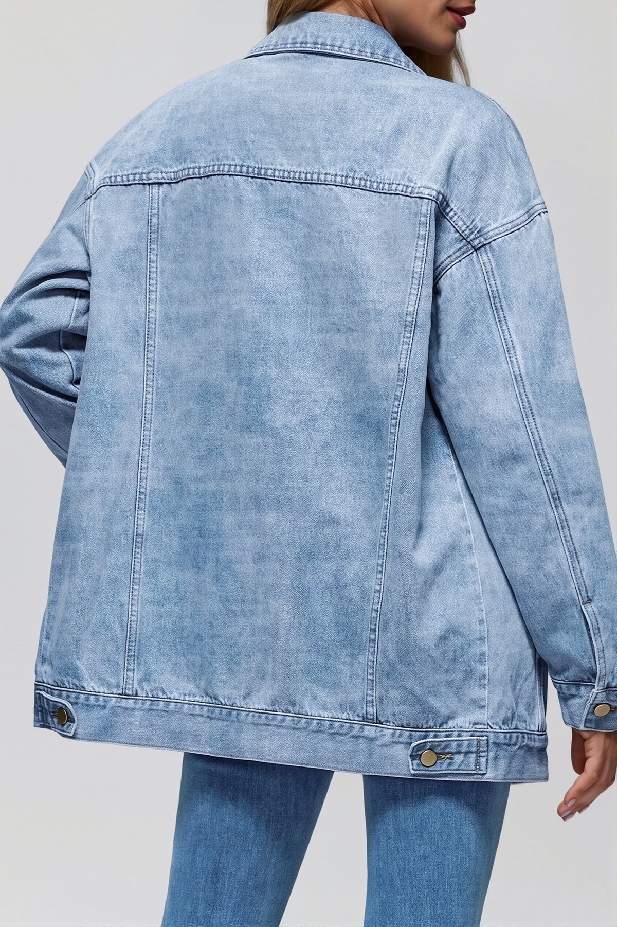 Oversized Button Front Denim Jacket
