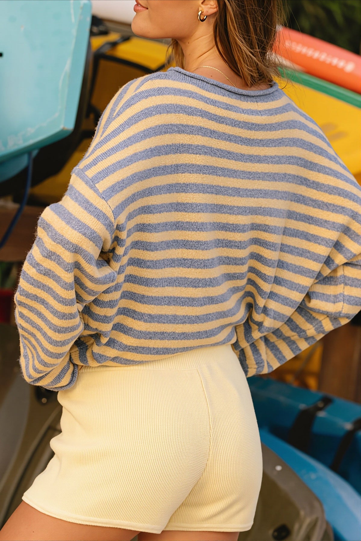 Relaxed Stripe Crew Neck Sweater