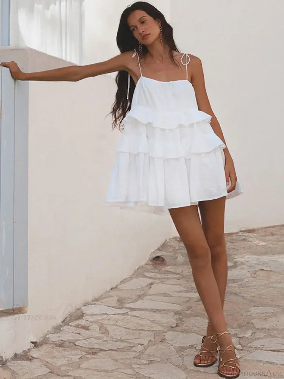 Cake Neck High-Waist Mini Dress