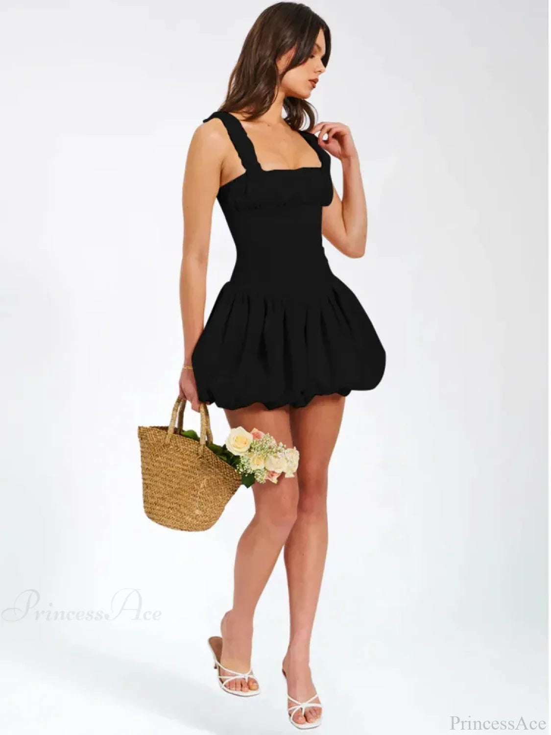 Camisole Pleated Zipper Mini Dress