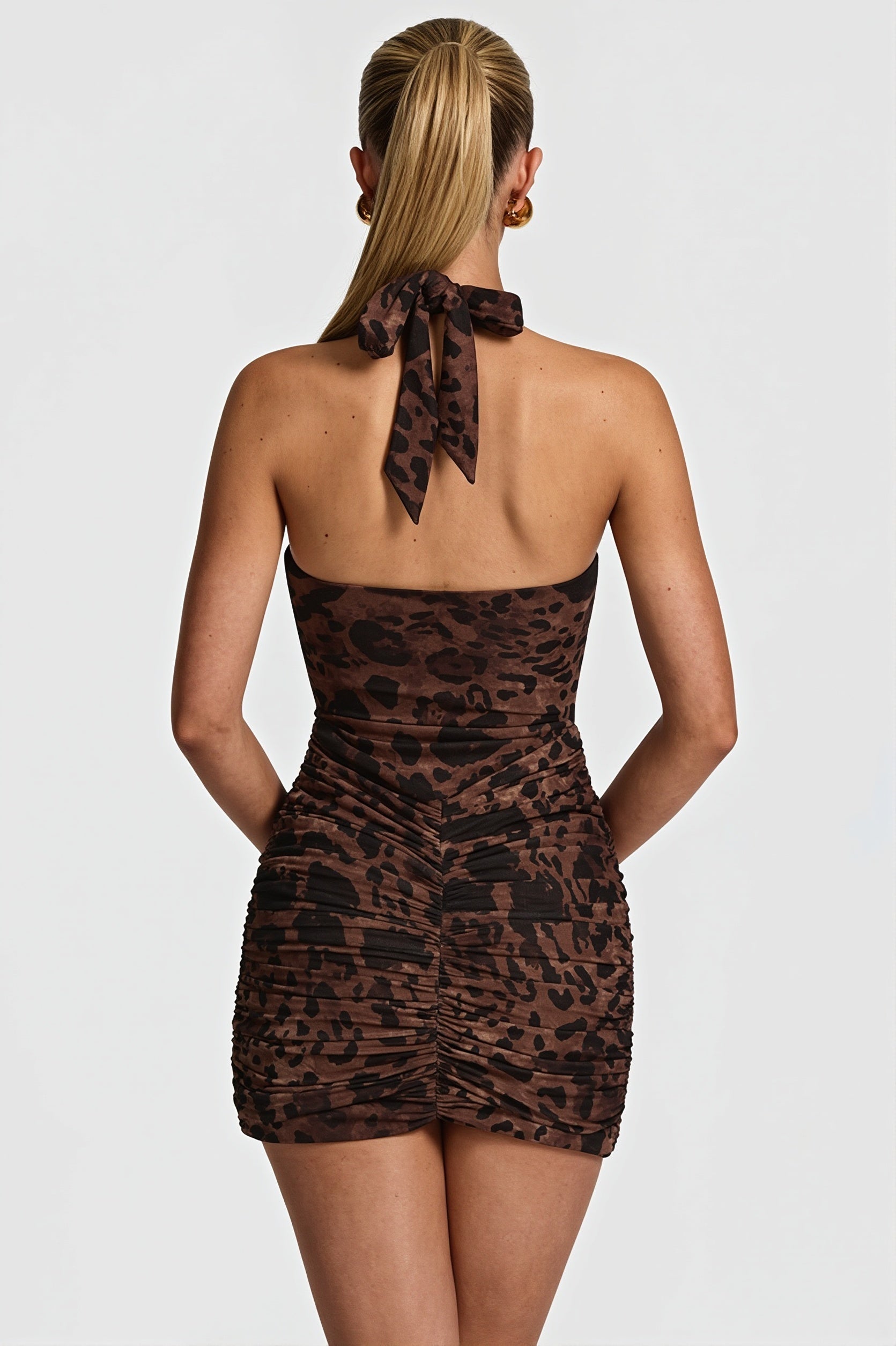 Sexy Leopard Halter Bodycon Mini Dress