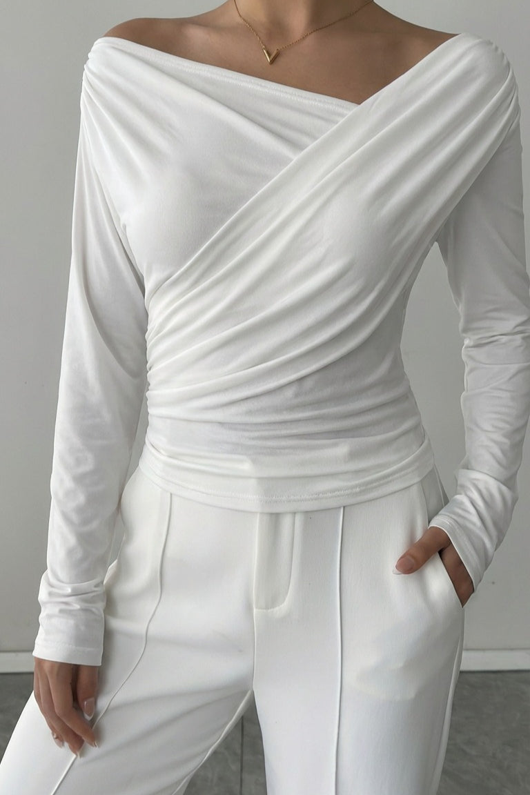 Crossover Off Shoulder Ruched Top