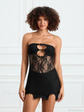 Cutout Sheer Lace Mini Dress