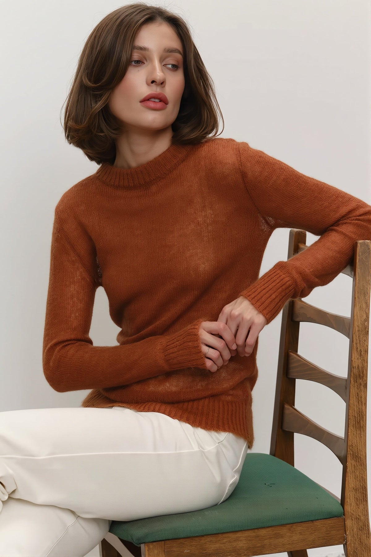 Lightweight Sheer Crew Neck Sweater