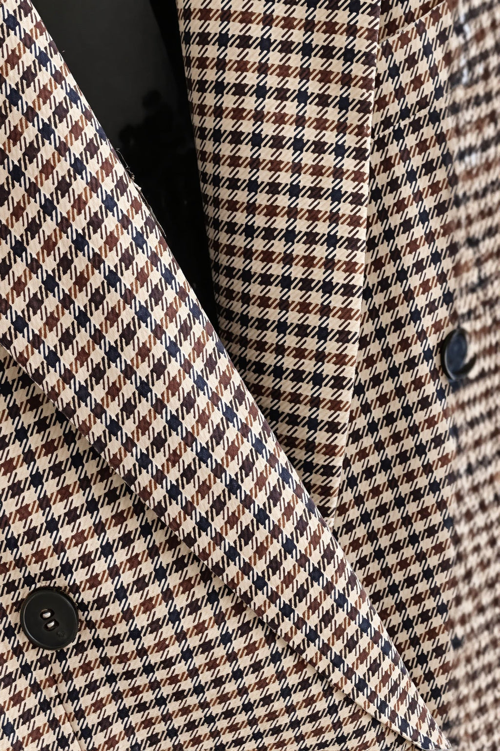 Checked Double Breasted Longline Blazer