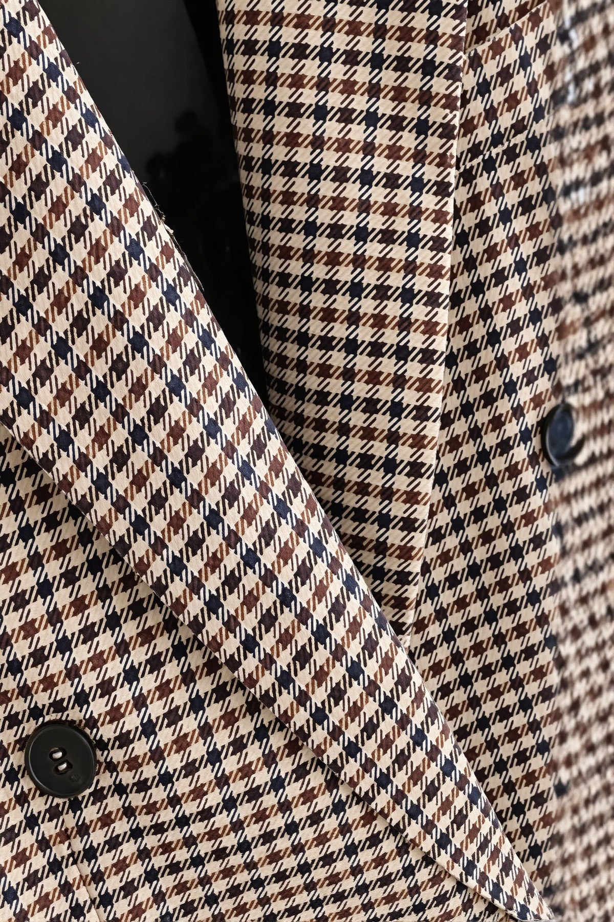 Checked Double Breasted Longline Blazer