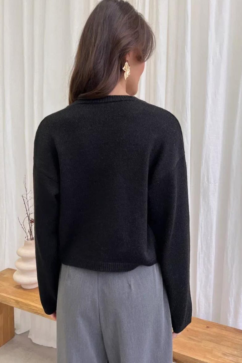Tie Front Crew Neck Knit Cardigans