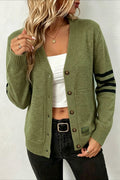 Black Stripe Sleeve Pocket Cardigans