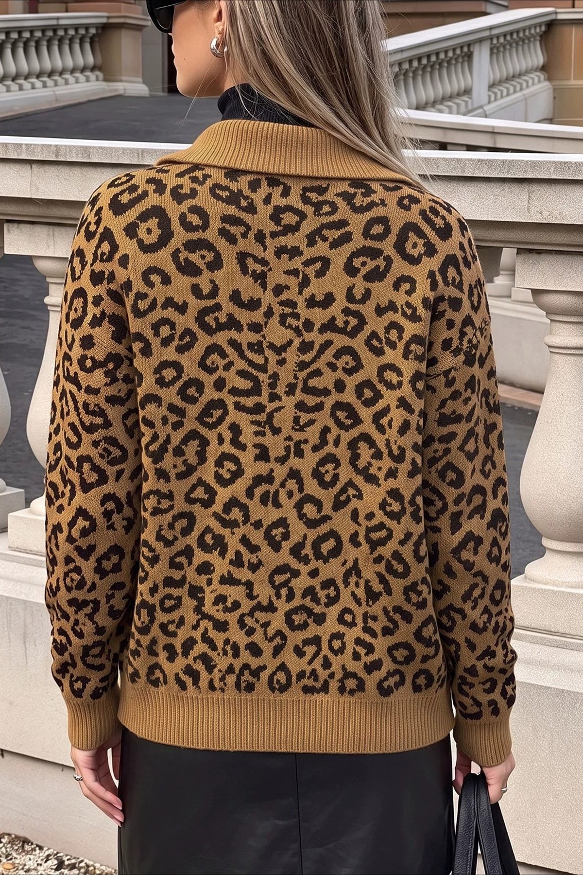 Leopard Print Collared Button Cardigans