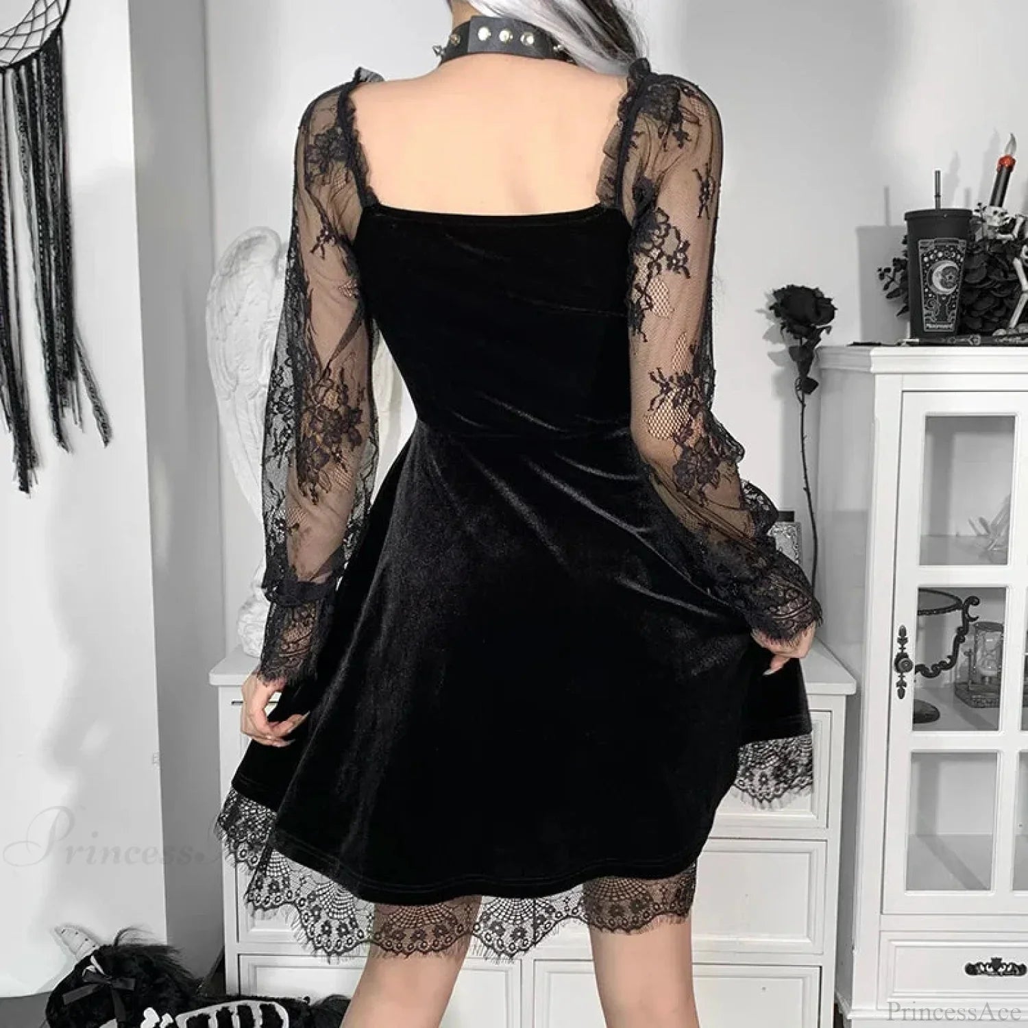 Dark Lace Trim Small Dress