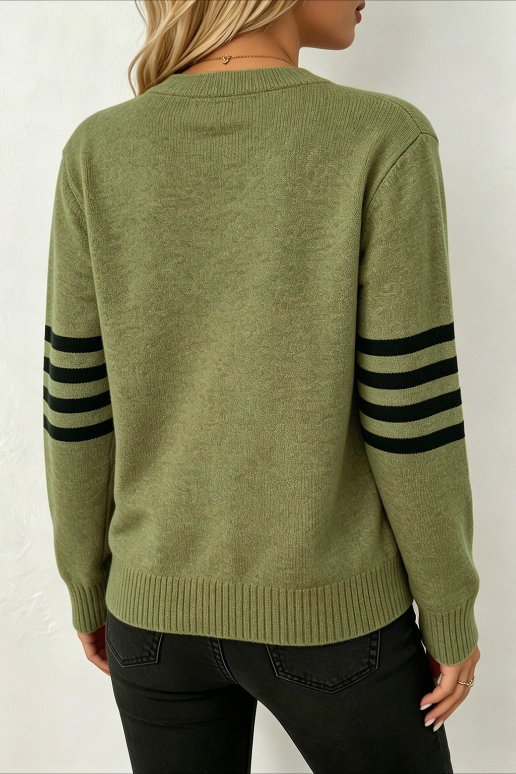 Black Stripe Sleeve Pocket Cardigans