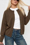 Fine Knit Crew Neck Button Cardigans