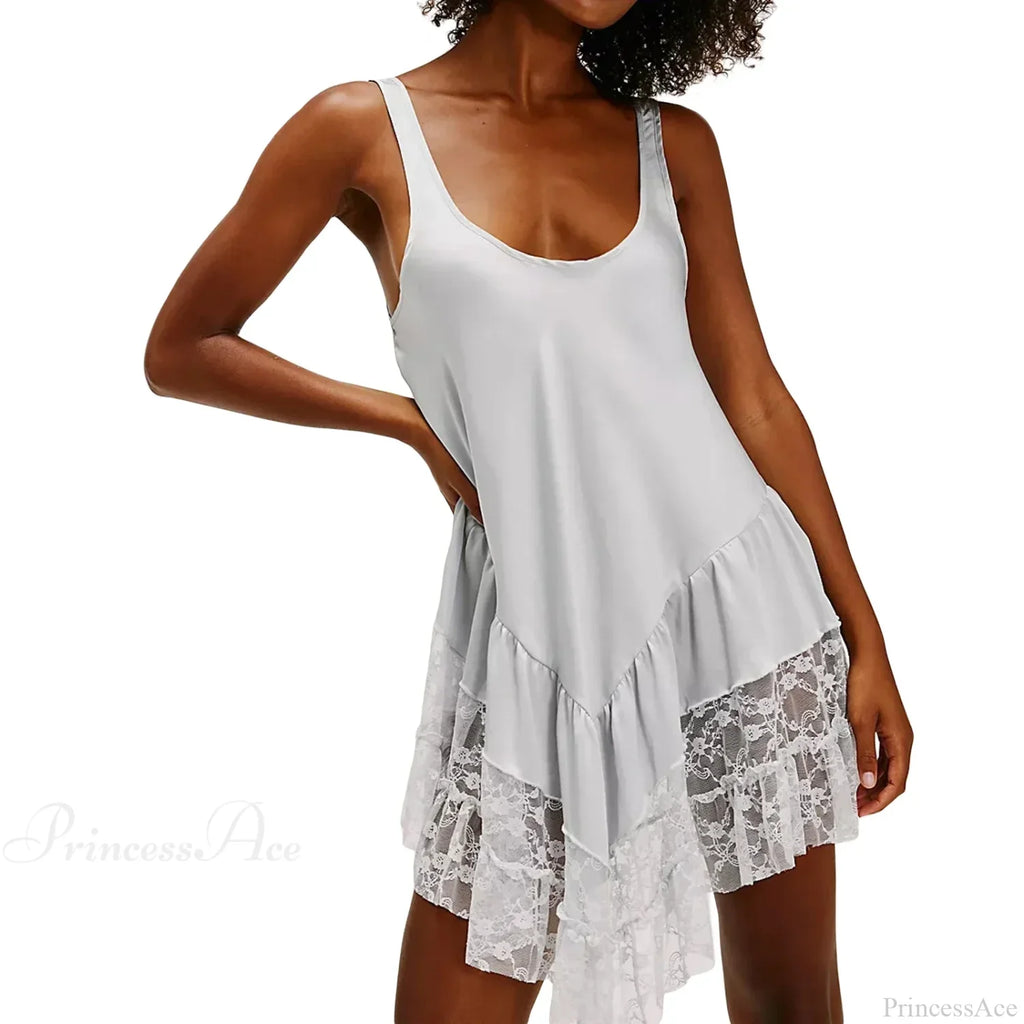 Deep U-Neck Ruffled Mini Dress
