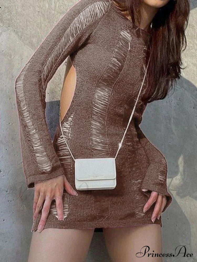 Trendy Distressed Chic Mini Dress
