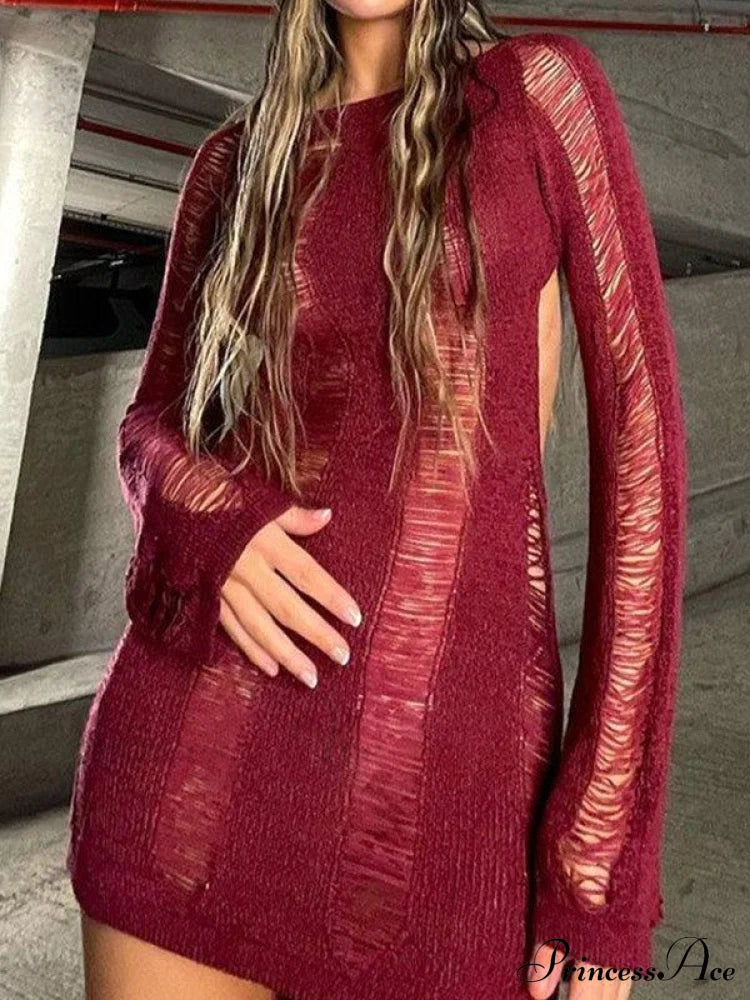 Trendy Distressed Chic Mini Dress