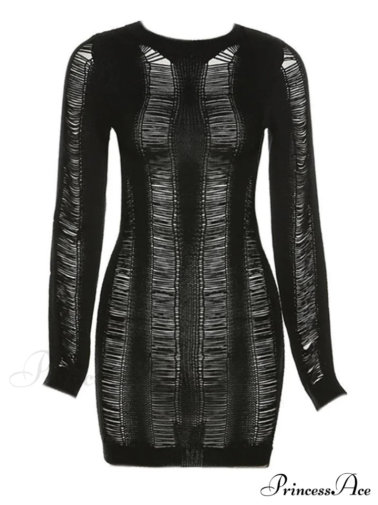 Trendy Distressed Chic Mini Dress