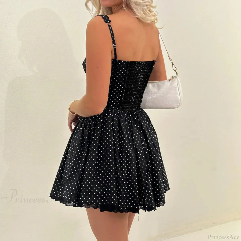 Dot Print Corset Mini Dress