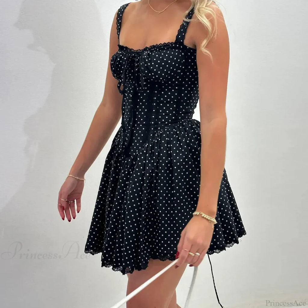 Dot Print Corset Mini Dress