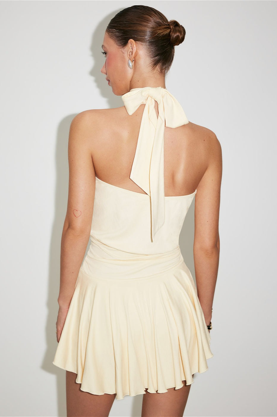 Solid Halter Ruffle Mini Dress