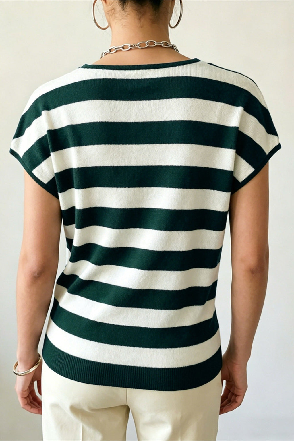 Striped Wrap Waist Short Sleeve Cardigans