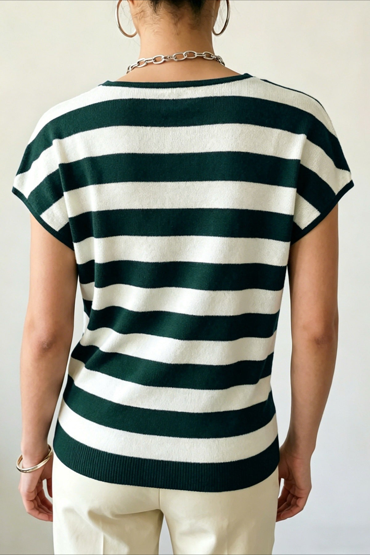 Striped Wrap Waist Short Sleeve Cardigans