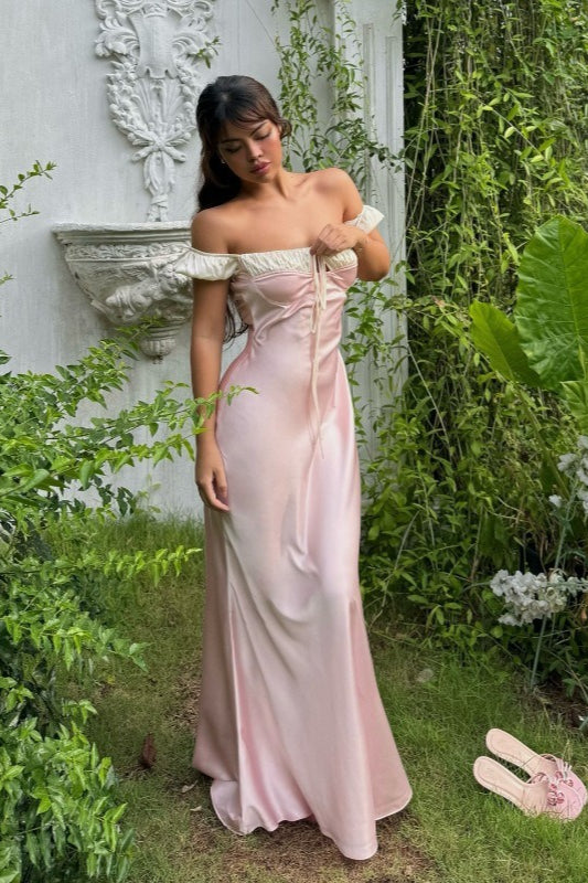 Satin Strapless Tie Slim Romantic Mini Dress