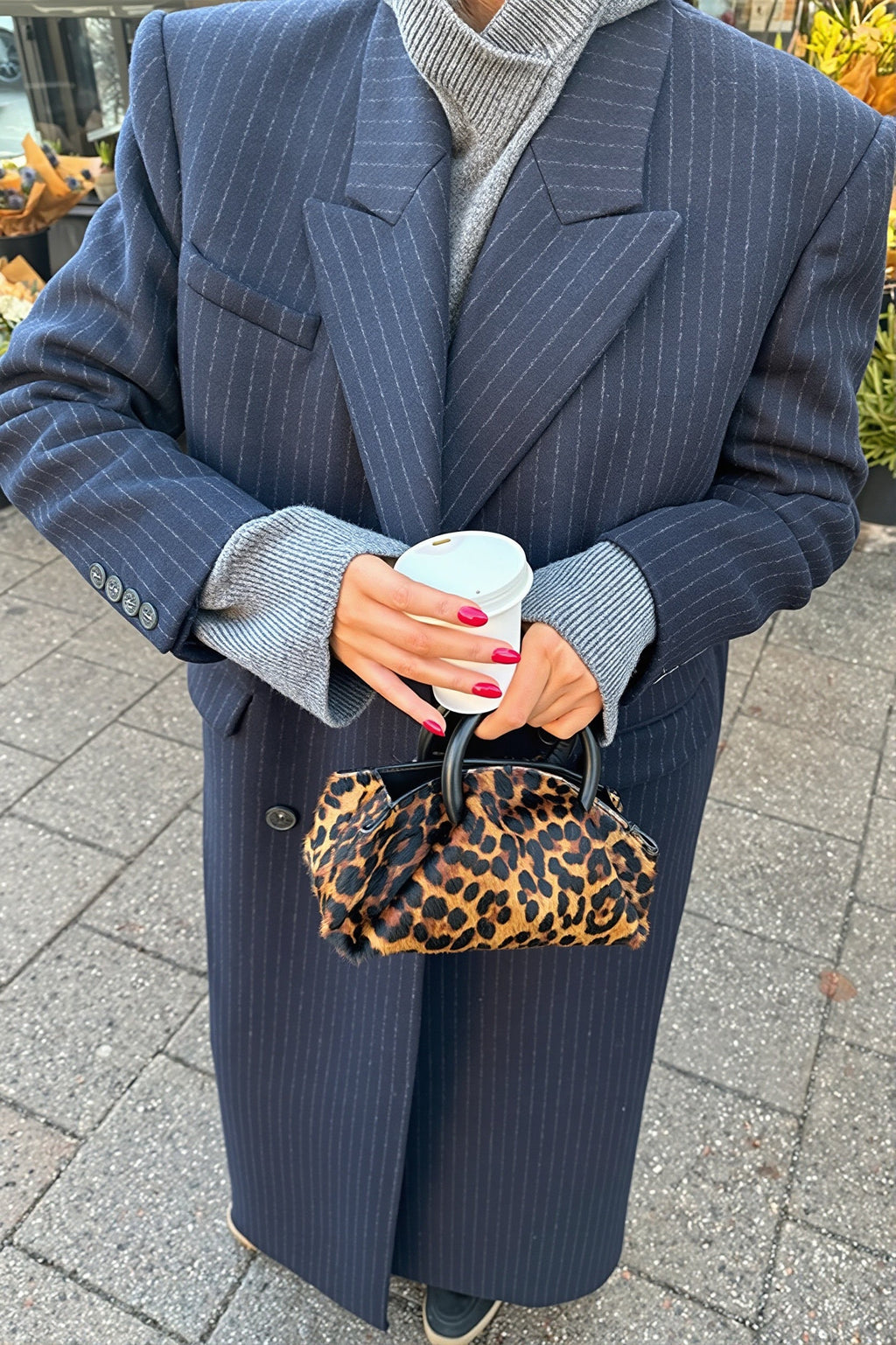 Pinstripe Double Breasted Maxi Blazer Coat