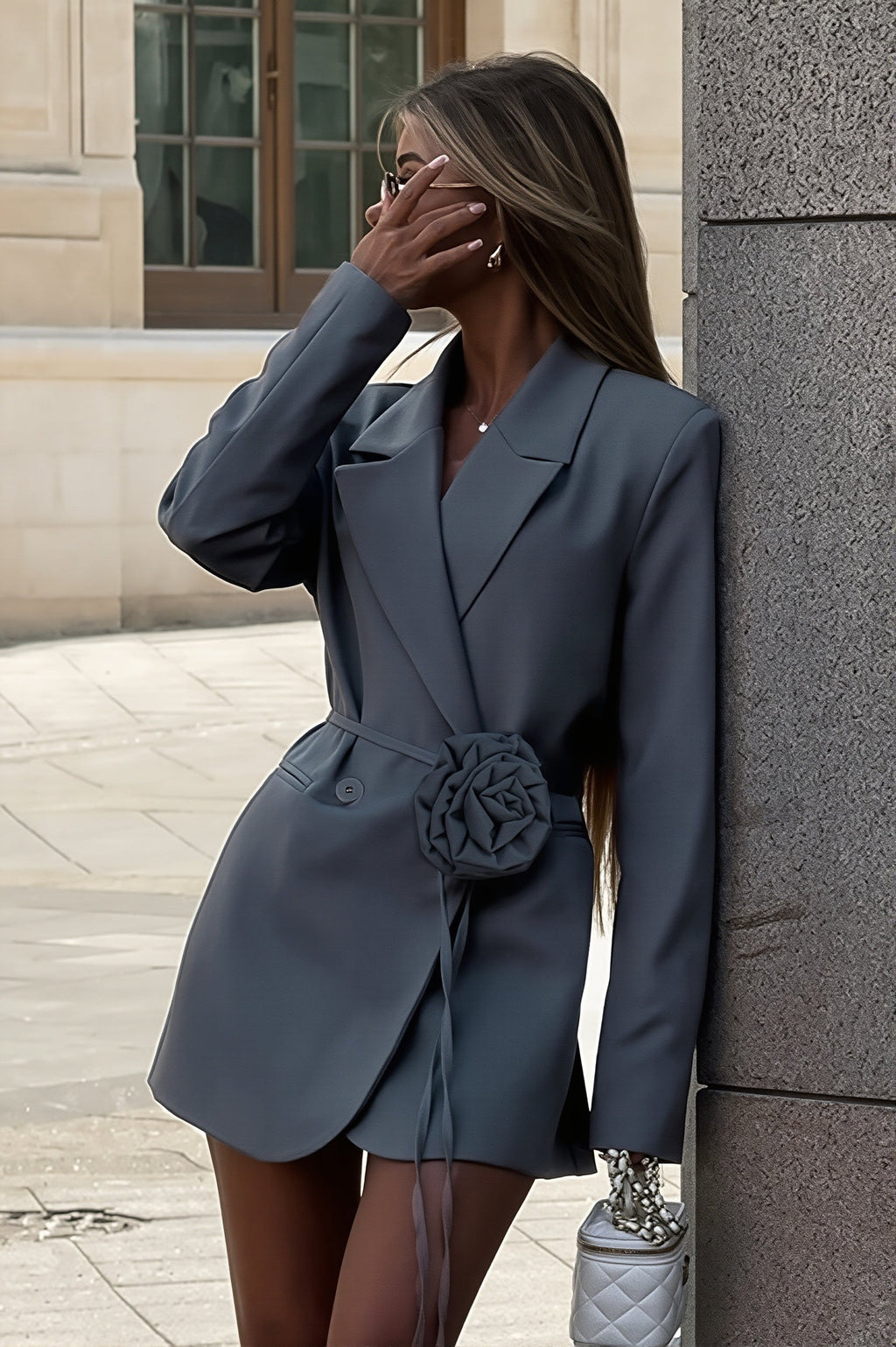 Rose Belt Tailored Blazer Dress