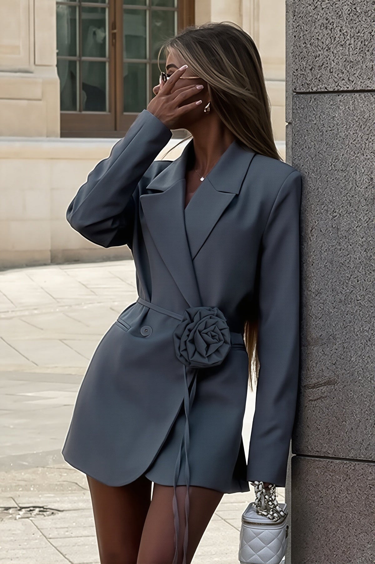 Rose Belt Tailored Blazer Dress