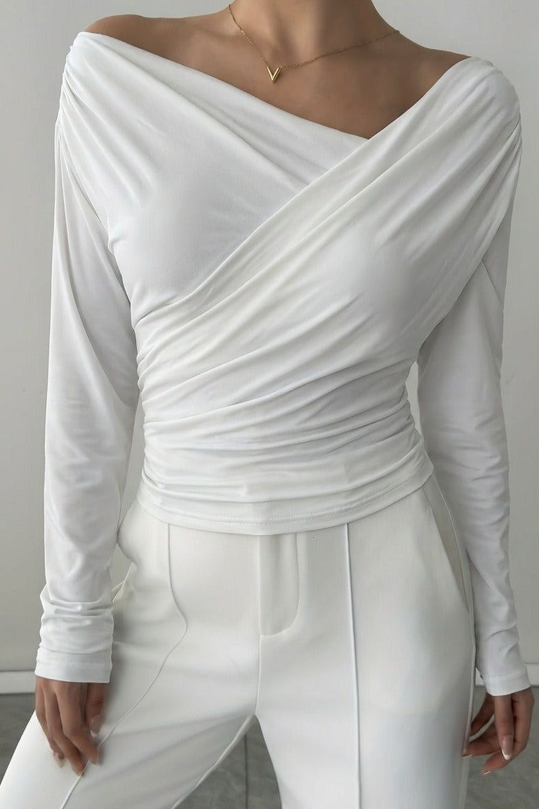 Crossover Off Shoulder Ruched Top