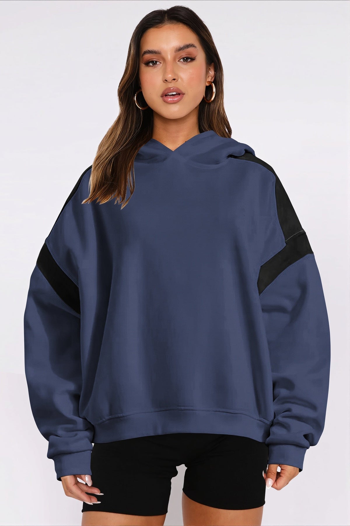 Color Block Oversized Pullover Hoodie