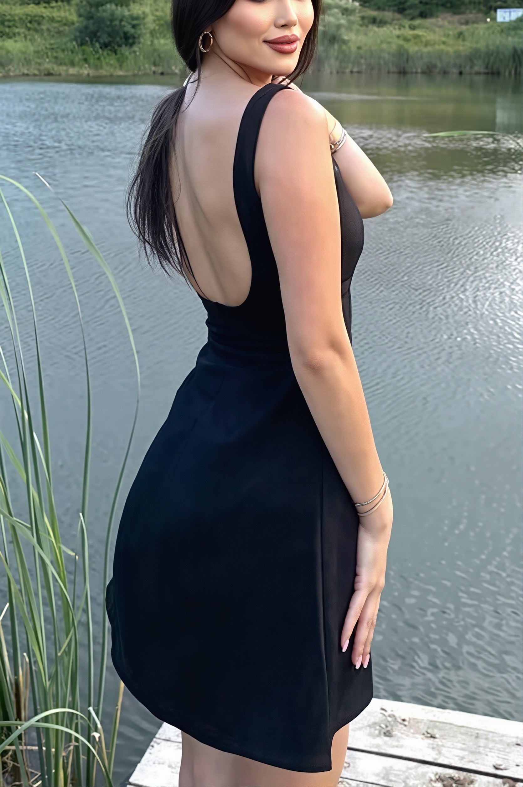 Backless Fit and Flare Mini Dress