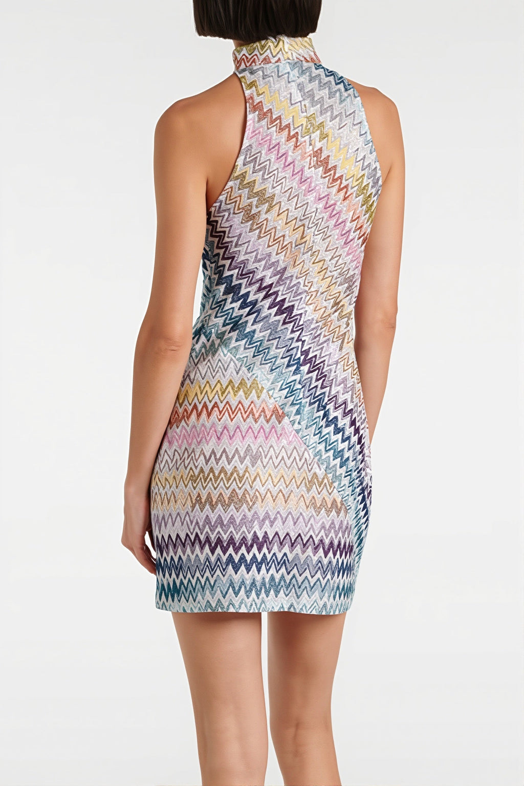 Pastel Chevron Halter Bodycon Mini Dress