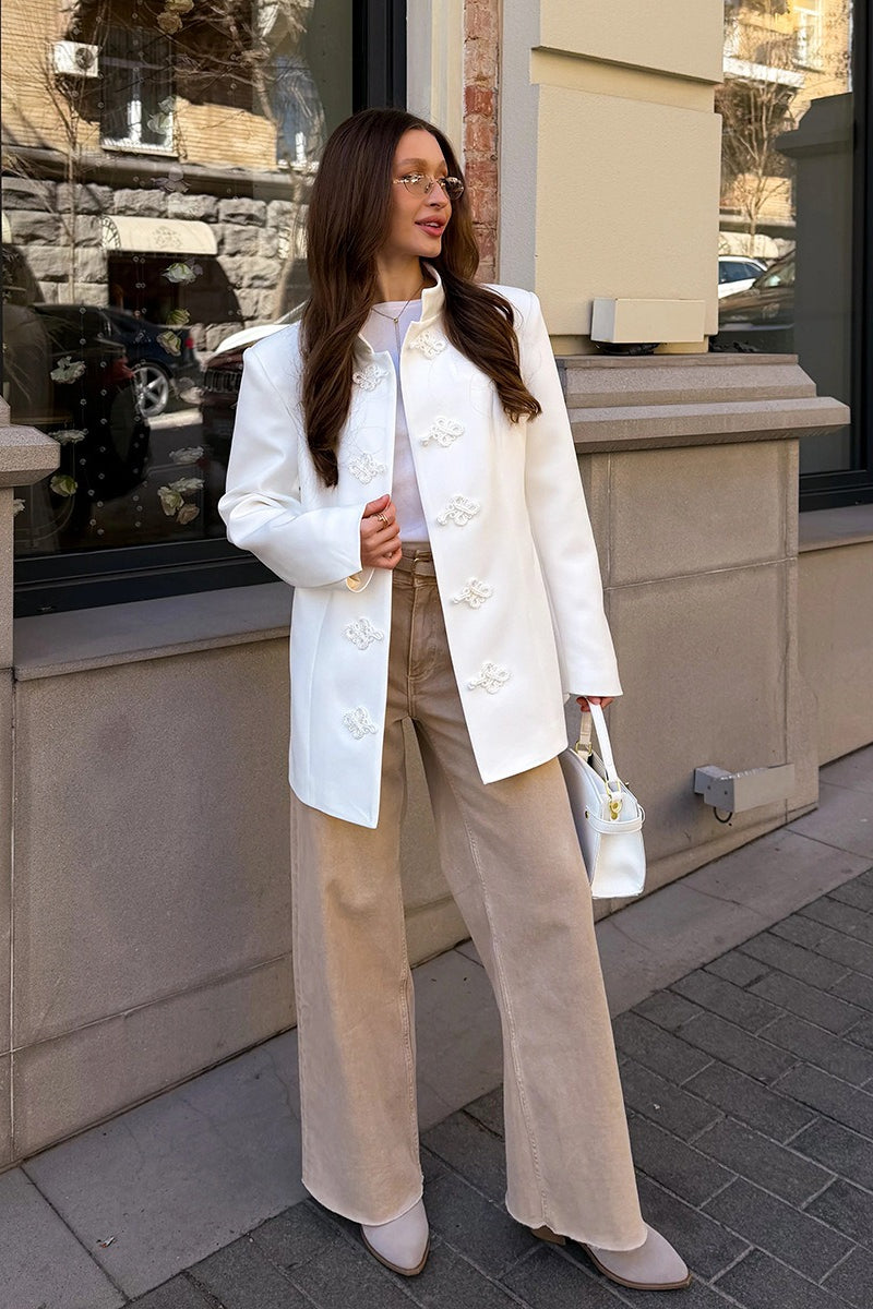 Chinese Knot Mandarin Collar Blazer