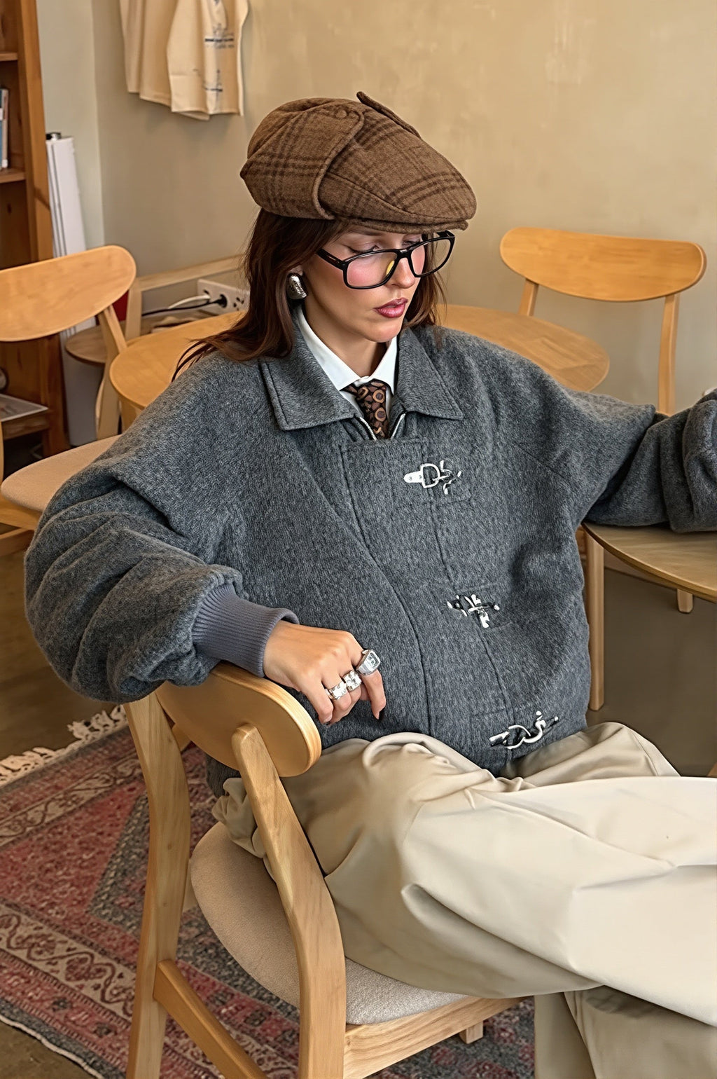 Toggle Front Wool Look Bomber Jacket