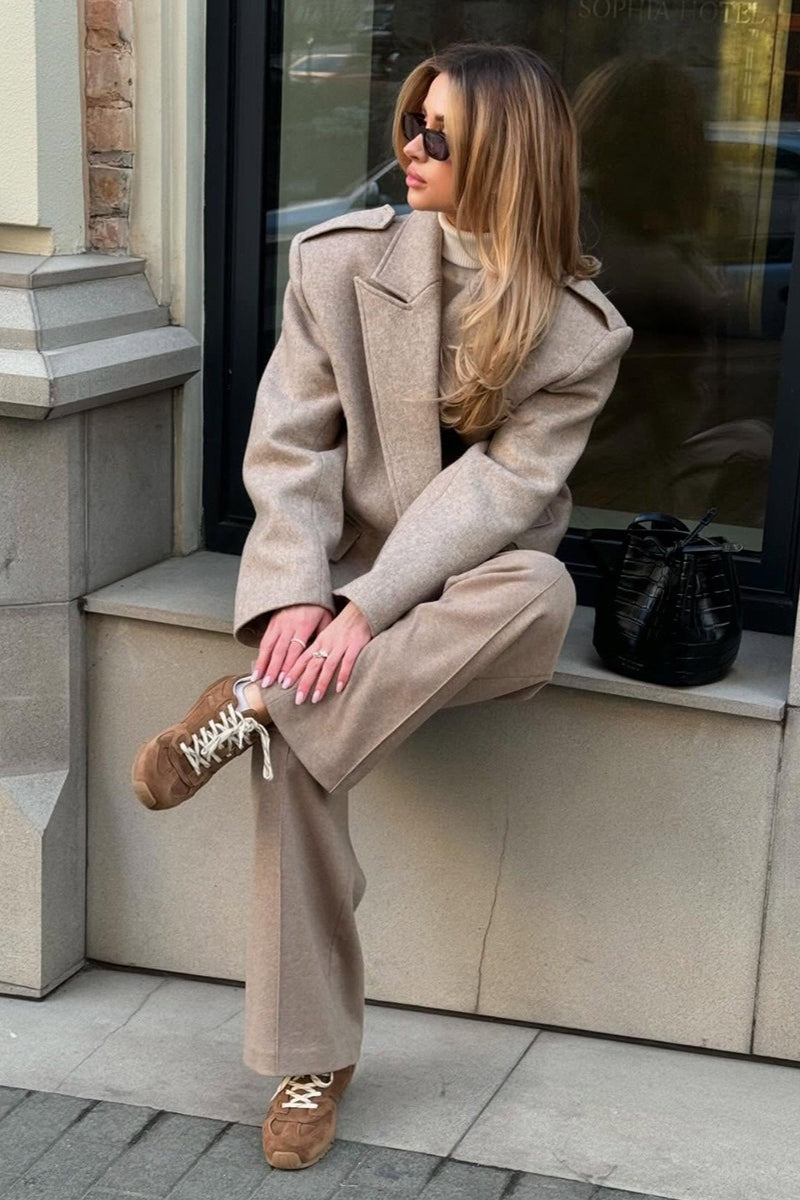Shoulder Tab Open Front Cropped Blazer