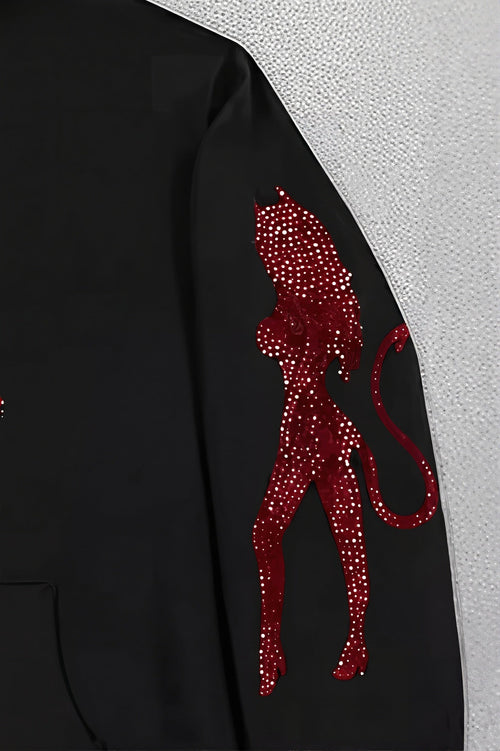 Angel Devil Rhinestone Zip Hoodie