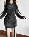 Empty Eyelet Strap Mini Dress