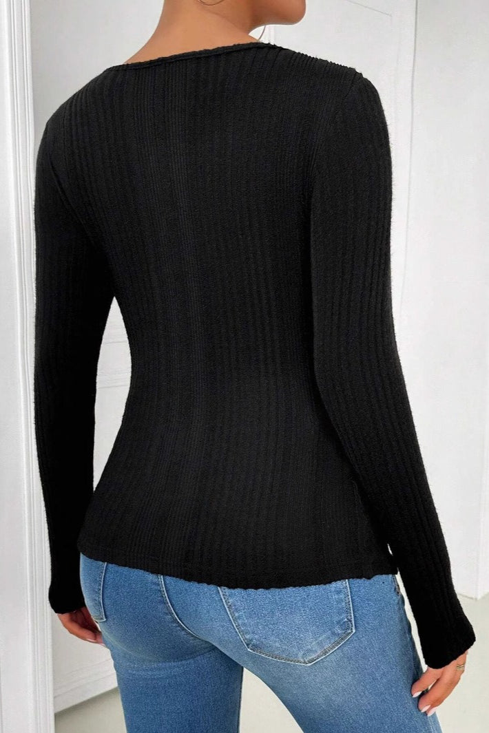 Ribbed Asymmetric Chest Cutout Top
