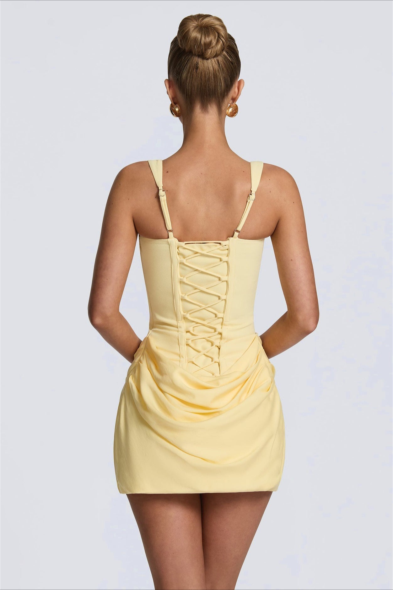 Corset Solid Ruched Mini Dress