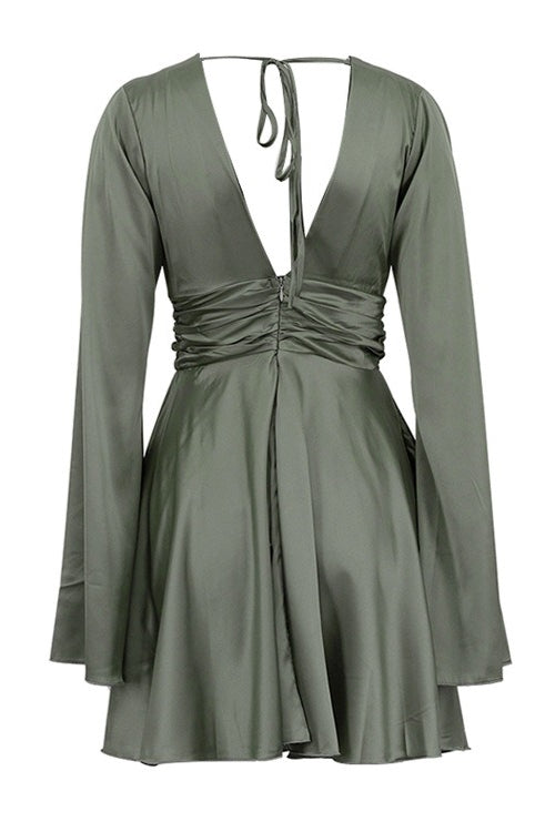 Elegant Satin Ruffle Romantic Mini Dress