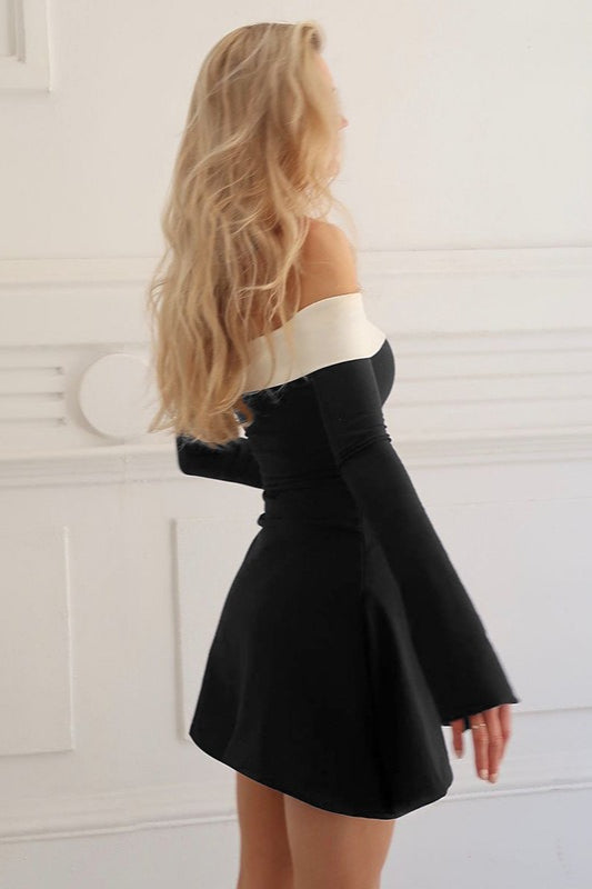 Contrast Off Shoulder Fit Mini Dress