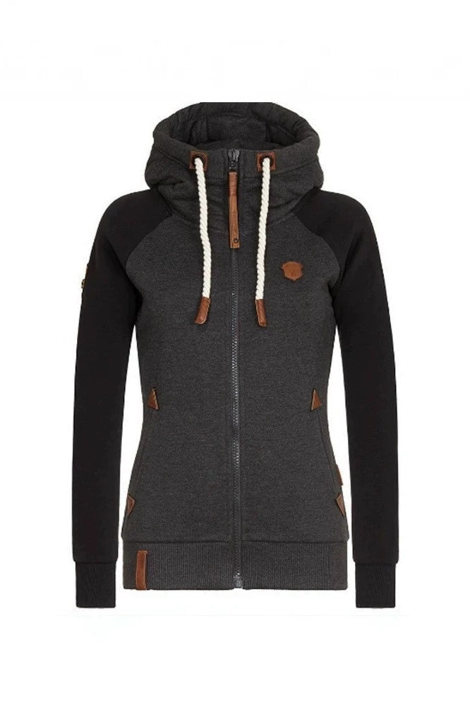Leather Patch Zip Hoodie