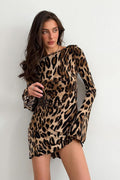 Leopard Print Backless Bodycon Mini Dress