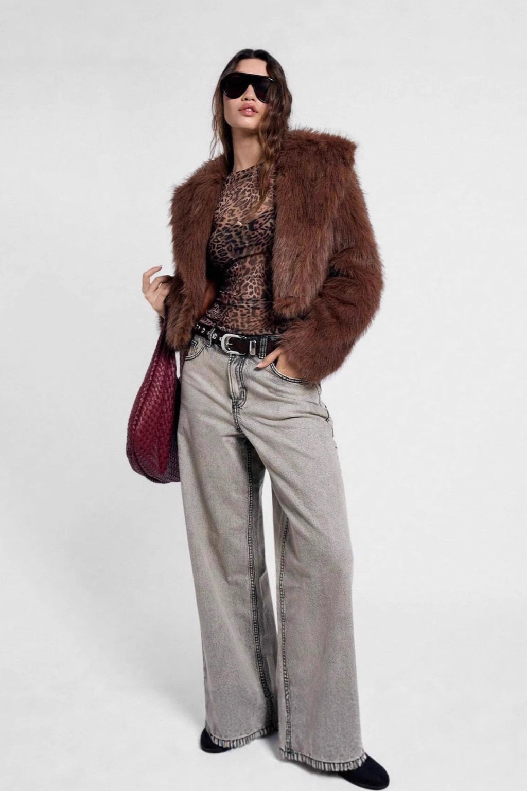 Leopard Print Sheer Mesh Top