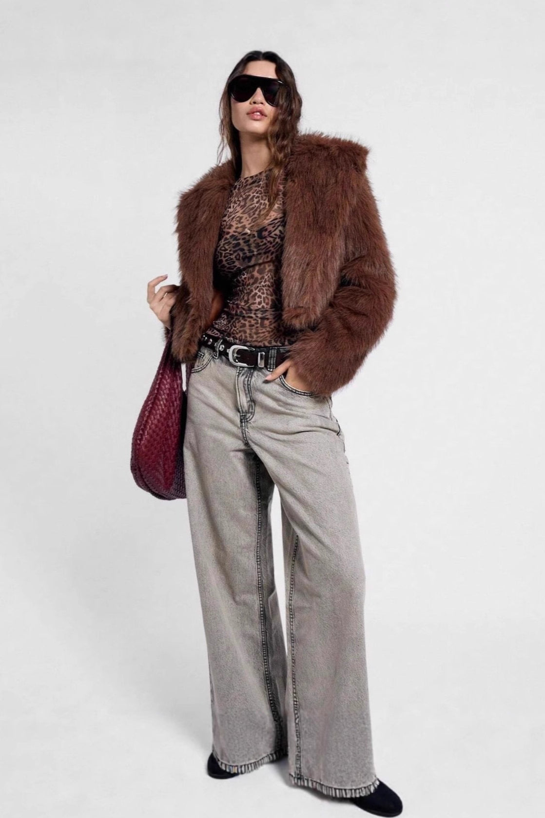 Leopard Print Sheer Mesh Top