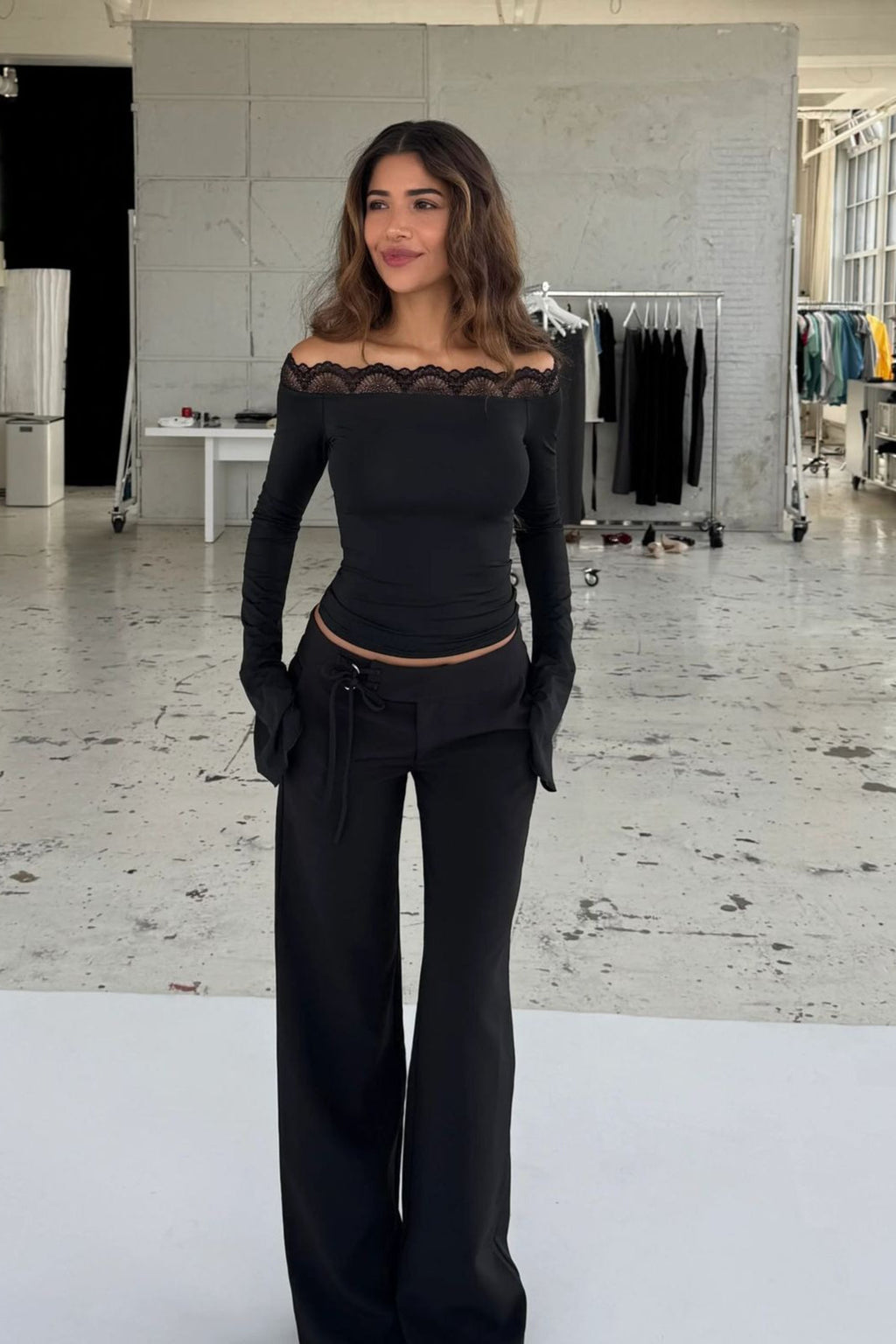 Eyelash Lace Off Shoulder Top